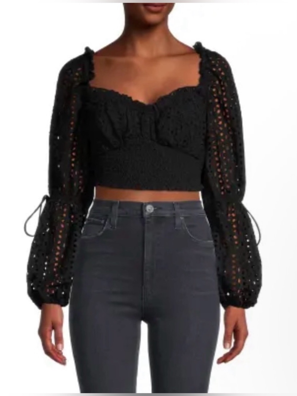 Finders Keepers Maria Lace Smocked Crop Top